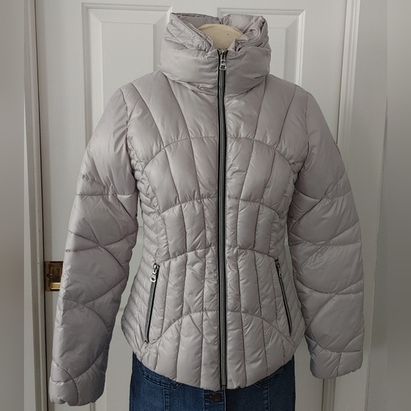 Guess Jackets & Blazers - Guess Women's Light Gray Puffer Jacket